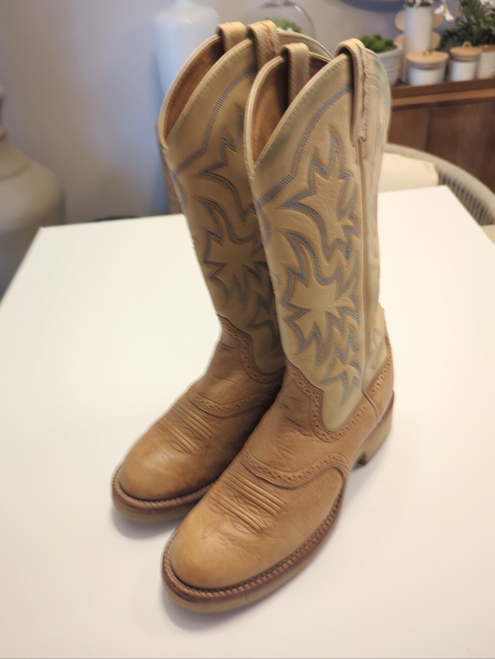 Women's Ariat Cobalt XR Cowboy Western 11" Boots Size 9B Tan Beige 17626 GUC